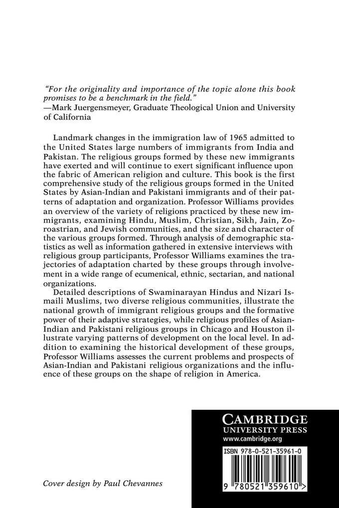 Weitere Ansicht: Religions of Immigrants from India and Pakistan | Raymond Brady Williams
