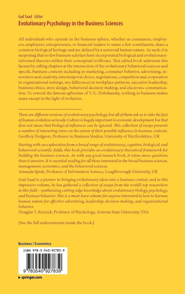Weitere Ansicht: Evolutionary Psychology in the Business Sciences