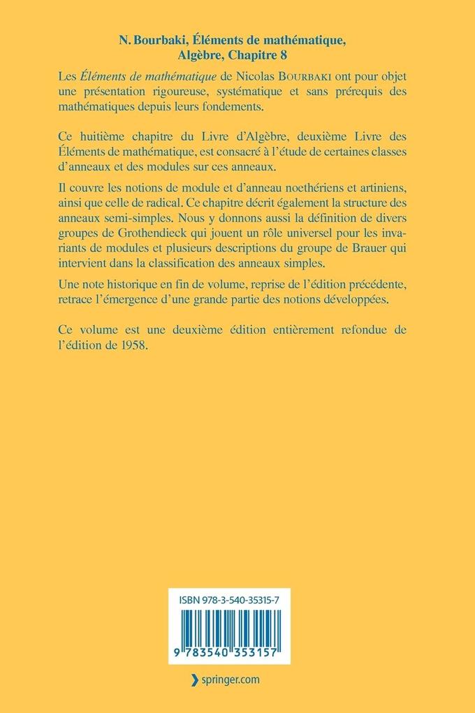 Weitere Ansicht: Algèbre | N. Bourbaki