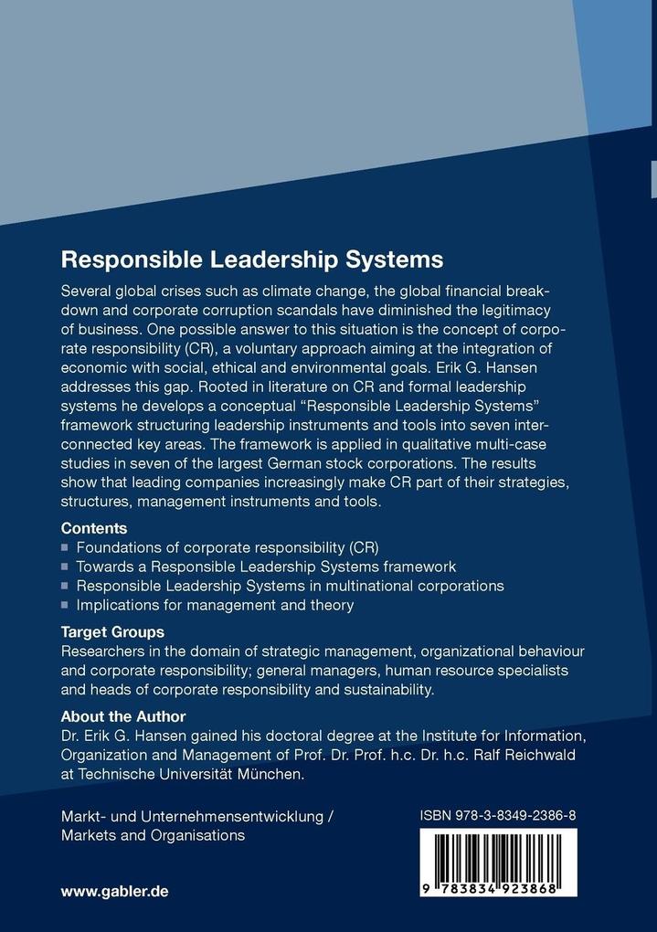 Weitere Ansicht: Responsible Leadership Systems | Erik Gunnar Hansen, Erik G. Hansen