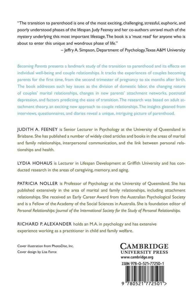 Weitere Ansicht: Becoming Parents | Judith a. Feeney, Lydia Hohaus, Patricia Noller