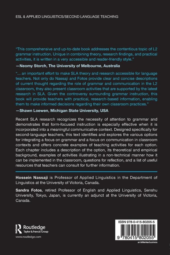 Weitere Ansicht: Teaching Grammar in Second Language Classrooms | Sandra S. Fotos, Hossein Nassaji