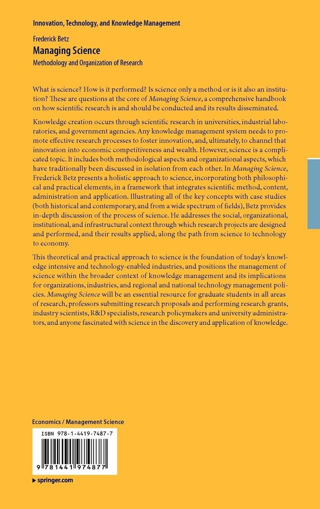 Weitere Ansicht: Managing Science | Frederick Betz
