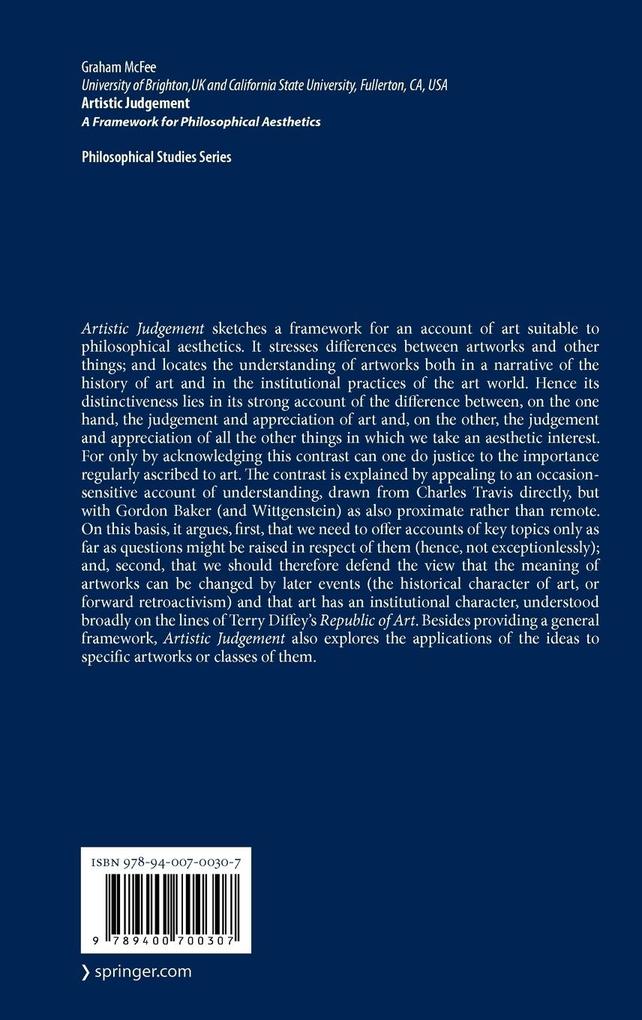 Weitere Ansicht: Artistic Judgement | Graham McFee