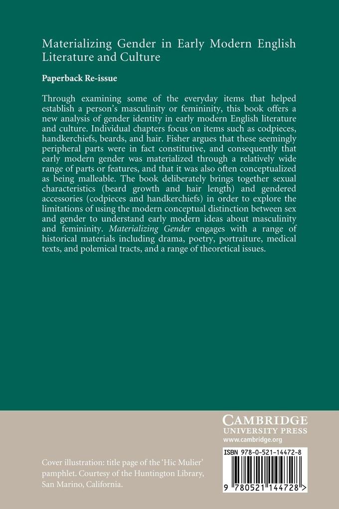 Weitere Ansicht: Materializing Gender in Early Modern English Literature and Culture | Will Fisher