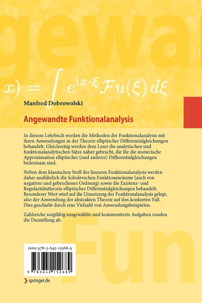 Weitere Ansicht: Angewandte Funktionalanalysis | Manfred Dobrowolski