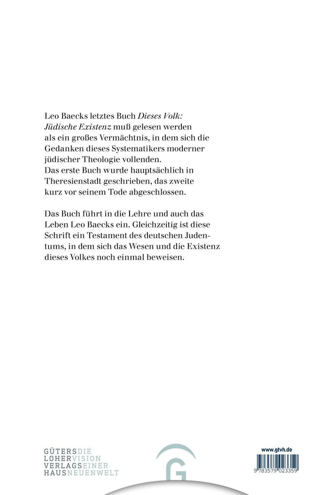 Weitere Ansicht: Dieses Volk | Leo Baeck