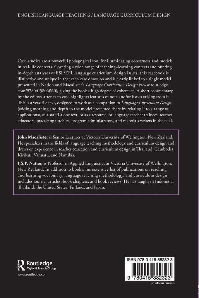 Weitere Ansicht: Case Studies in Language Curriculum Design | John Macalister, I. S. P. Nation
