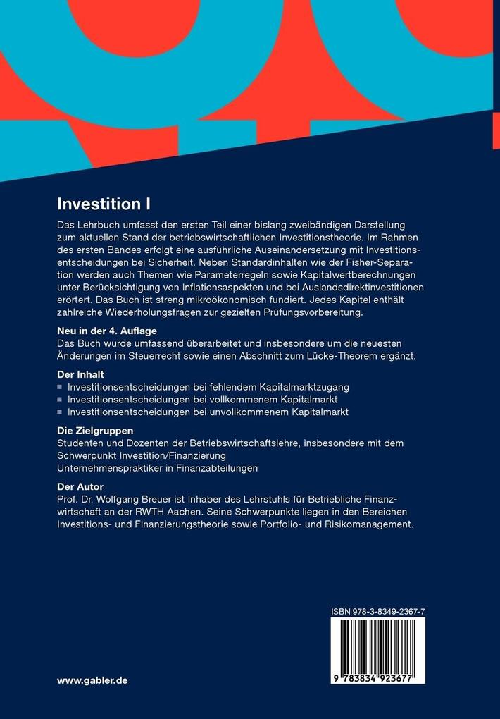 Weitere Ansicht: Investition I | Wolfgang Breuer