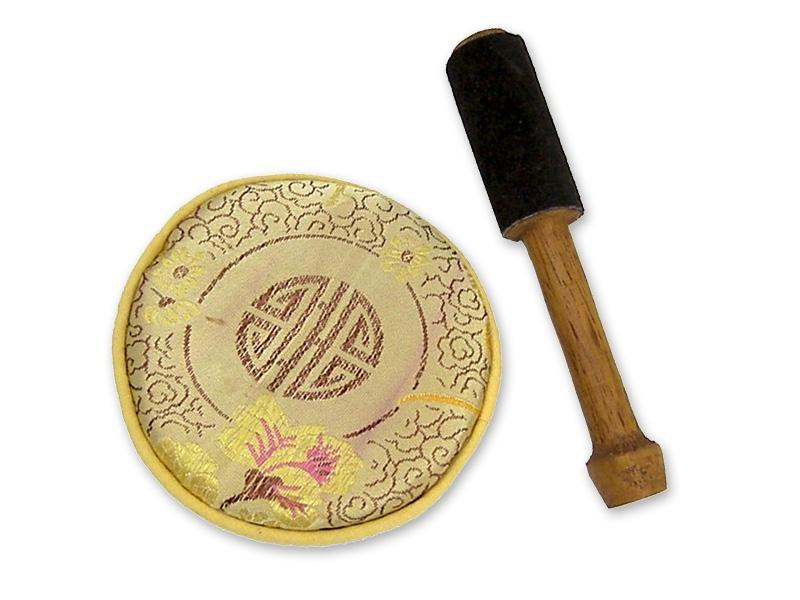 Weitere Ansicht: Flache Klangschale in Box mit cremefarbigem Stoffbezug