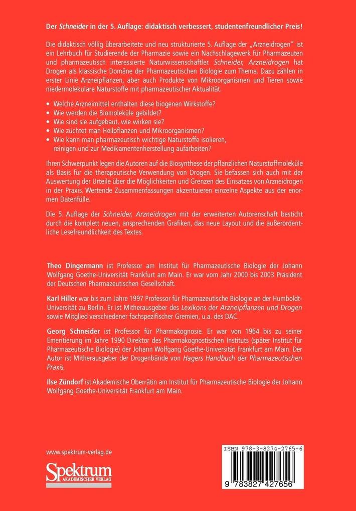 Weitere Ansicht: Schneider - Arzneidrogen | Theo Dingermann, Karl Hiller, Georg Schneider, Ilse Zündorf