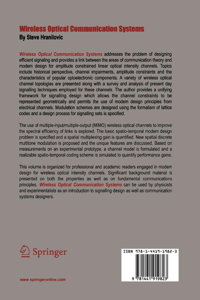 Weitere Ansicht: Wireless Optical Communication Systems | Steve Hranilovic