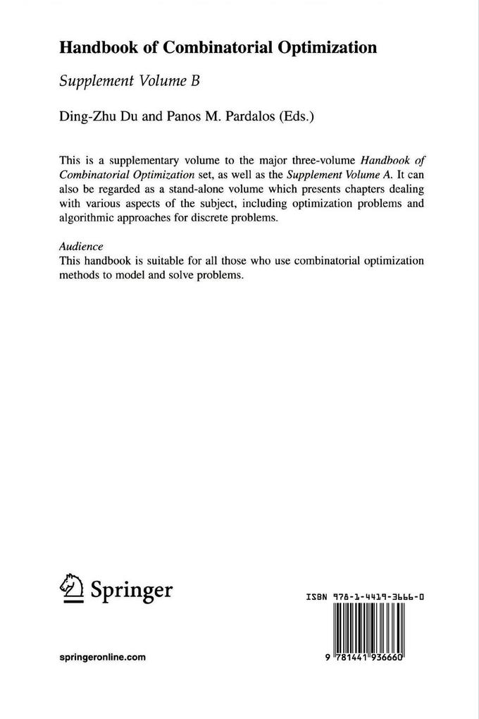 Weitere Ansicht: Handbook of Combinatorial Optimization | Ding-Zhu Du, Panos M Pardalos