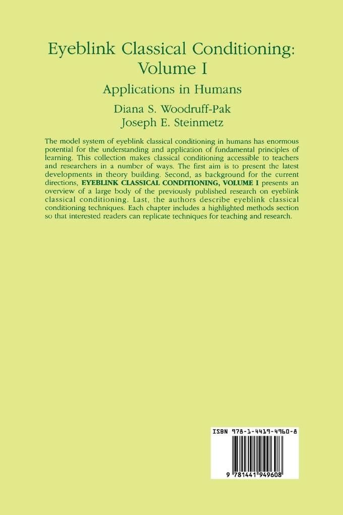 Weitere Ansicht: Eyeblink Classical Conditioning Volume 1