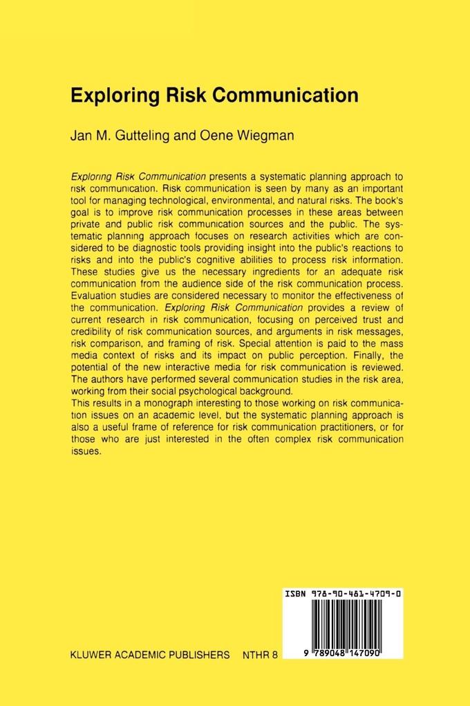 Weitere Ansicht: Exploring Risk Communication | J.M. Gutteling, O. Wiegman