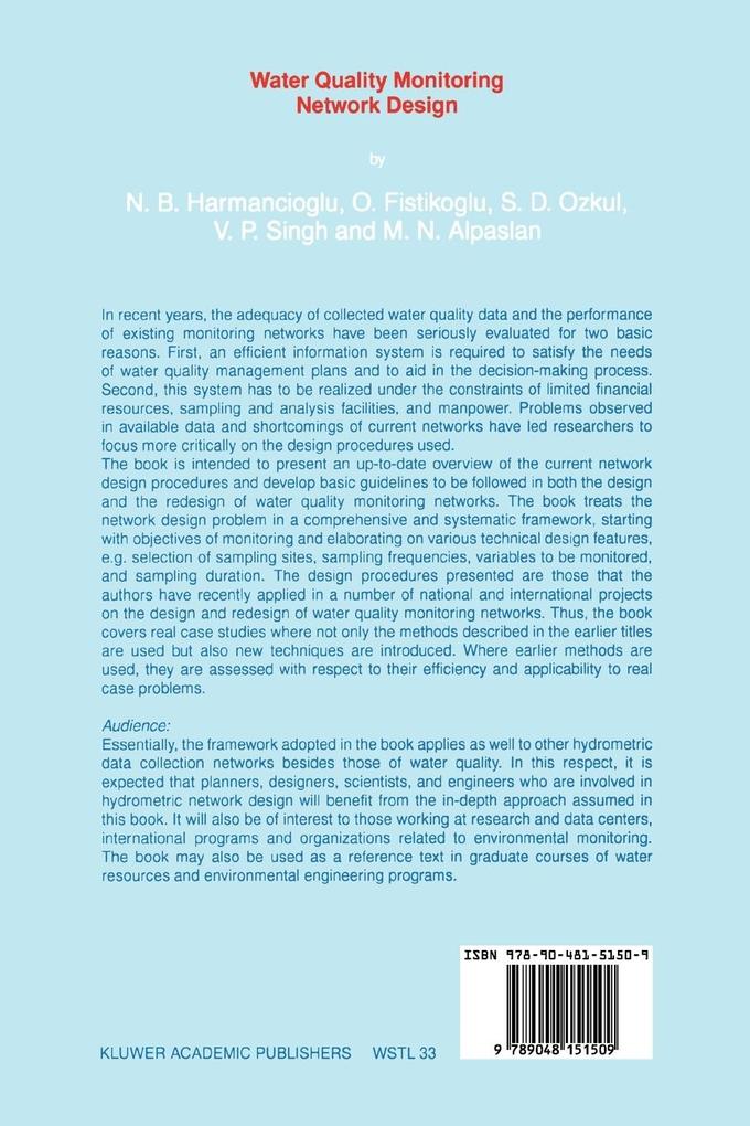 Weitere Ansicht: Water Quality Monitoring Network Design | M. N. Alpaslan, O. Fistikoglu, Nilgun B. Harmanciogammalu, S. D. Ozkul, V. P. Singh
