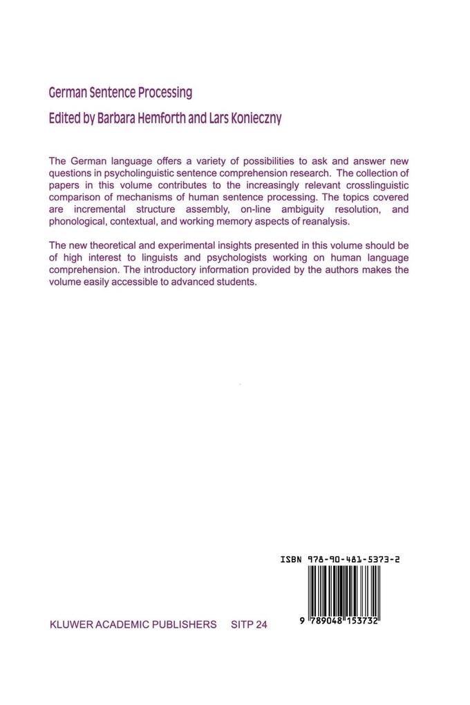 Weitere Ansicht: German Sentence Processing