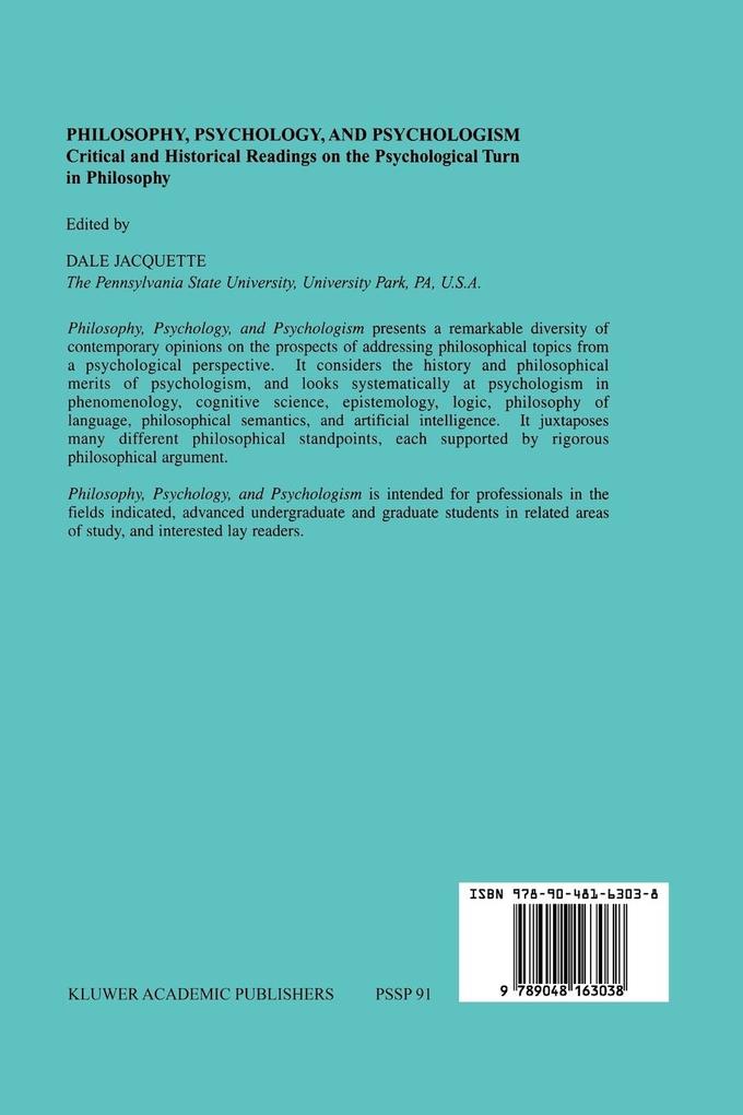 Weitere Ansicht: Philosophy, Psychology, and Psychologism