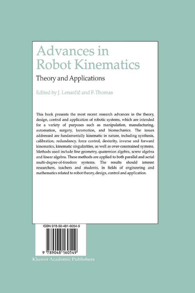 Weitere Ansicht: Advances in Robot Kinematics