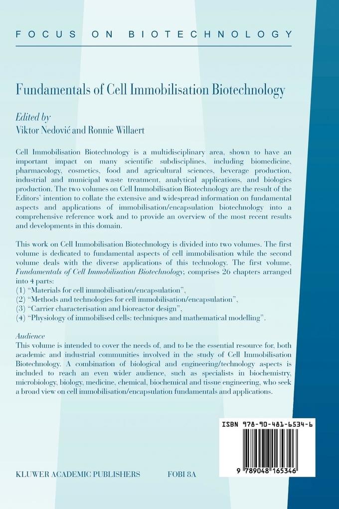 Weitere Ansicht: Fundamentals of Cell Immobilisation Biotechnology
