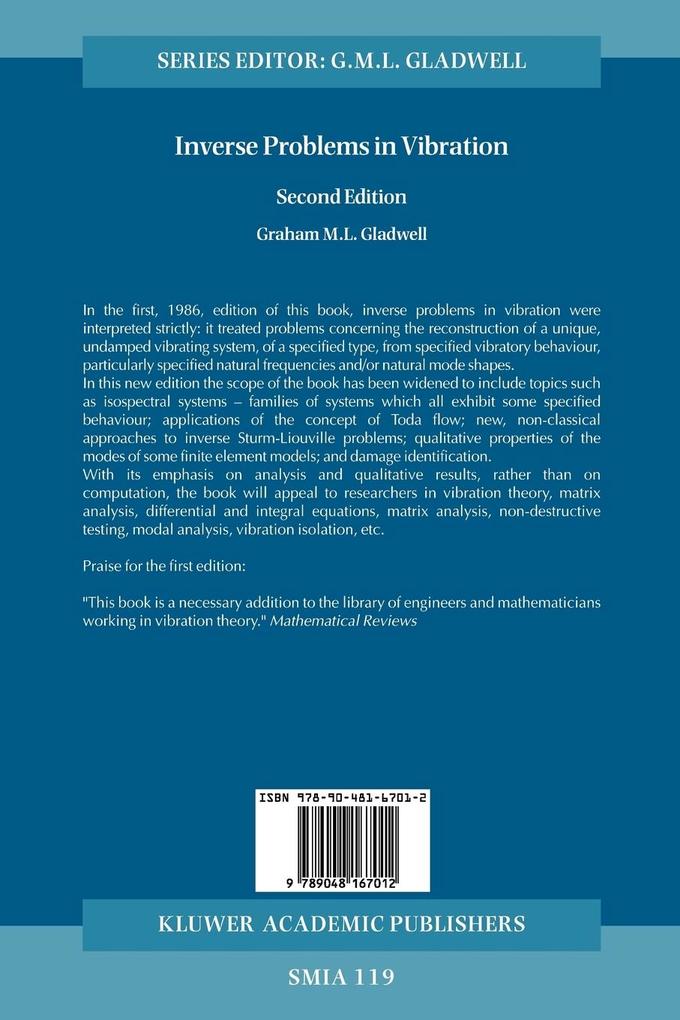 Weitere Ansicht: Inverse Problems in Vibration | G. M. L. Gladwell, Graham M. L. Gladwell