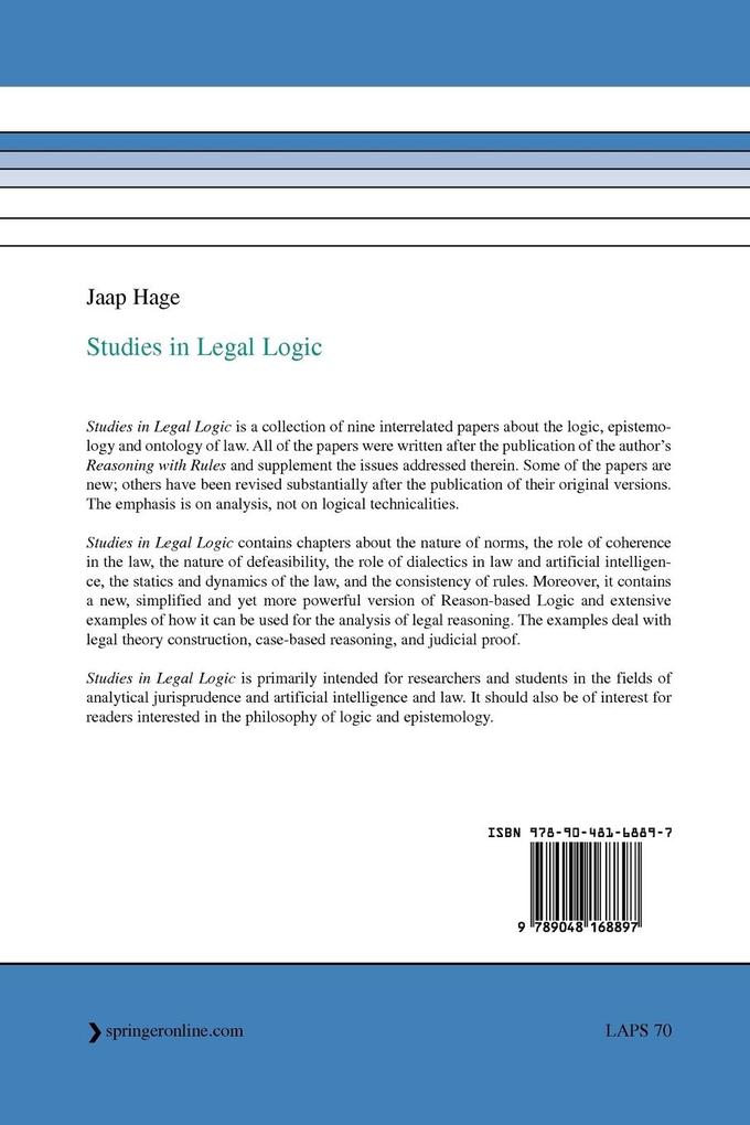 Weitere Ansicht: Studies in Legal Logic | Jaap Hage