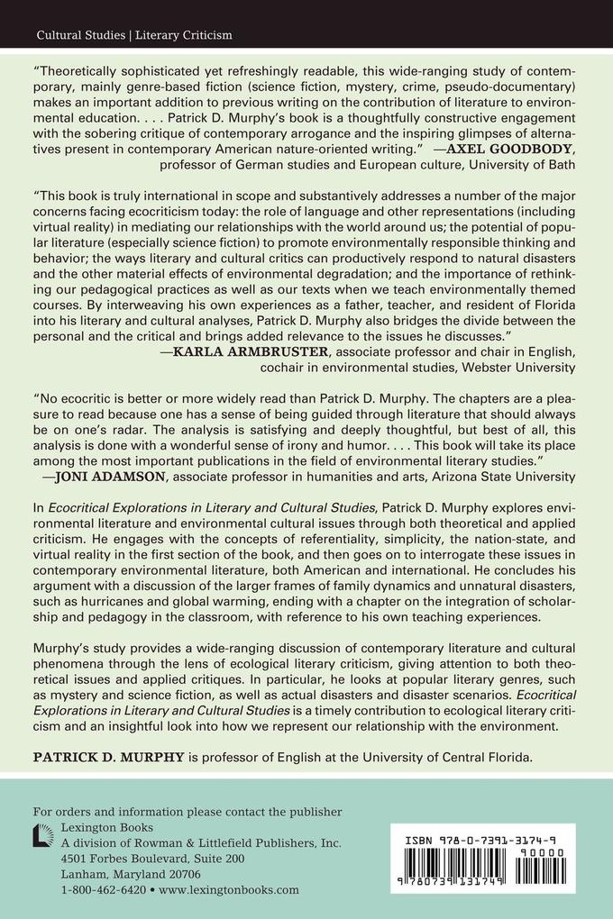 Weitere Ansicht: Ecocritical Explorations in Literary and Cultural Studies | Patrick D. Murphy