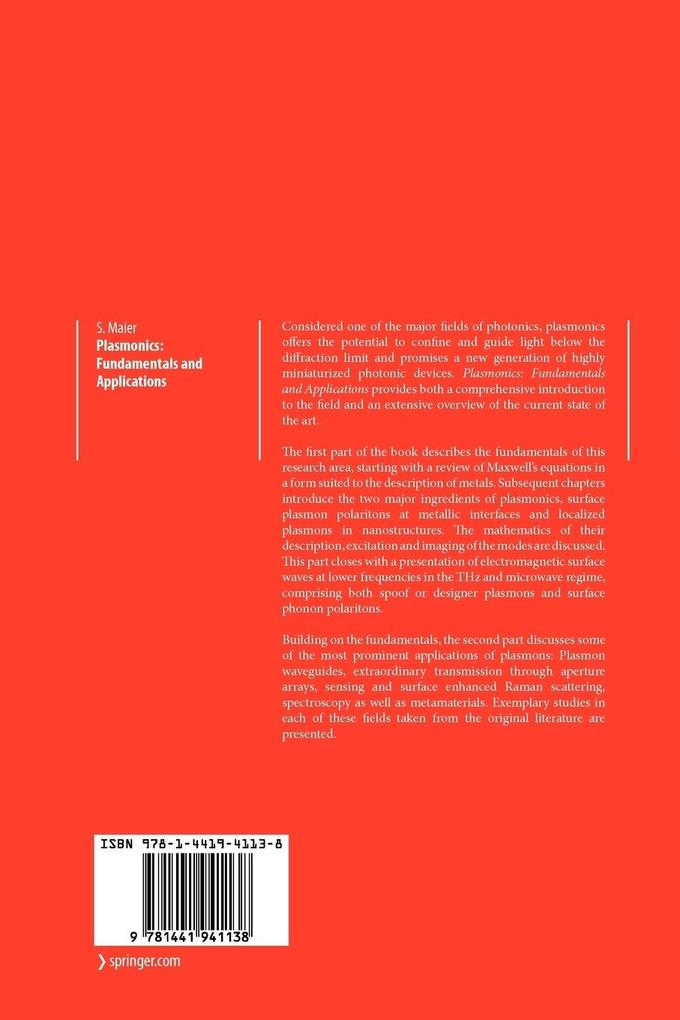 Weitere Ansicht: Plasmonics: Fundamentals and Applications | Stefan Alexander Maier