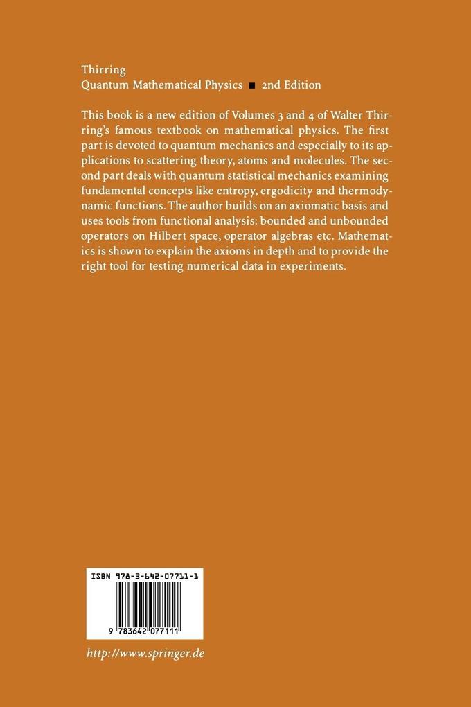 Weitere Ansicht: Quantum Mathematical Physics | Walter Thirring