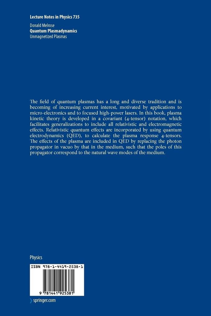 Weitere Ansicht: Quantum Plasmadynamics | Donald Melrose