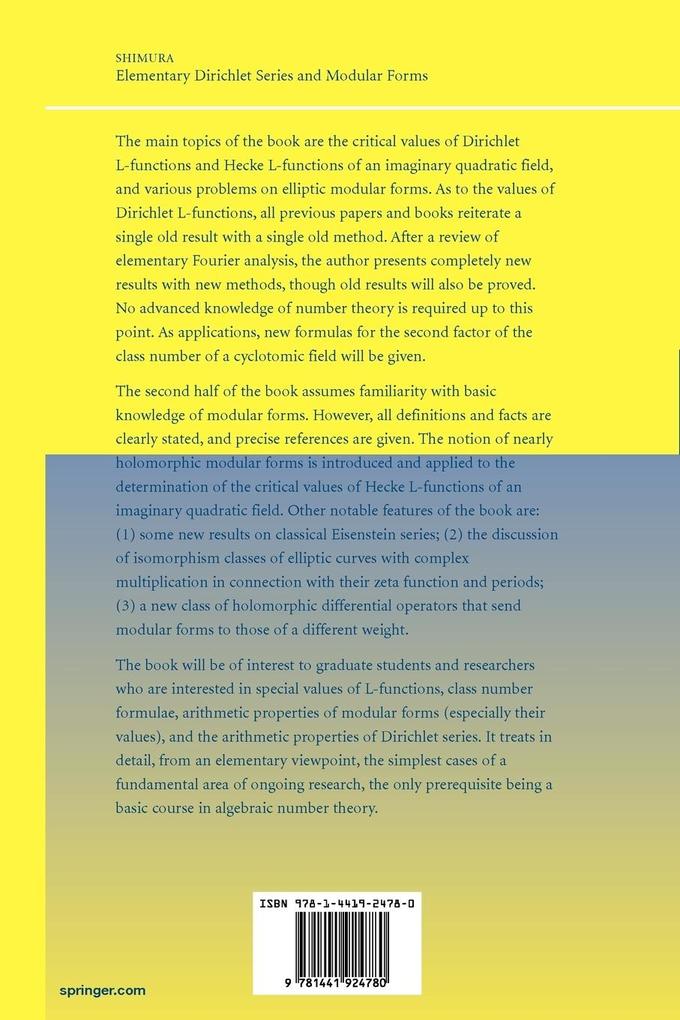 Weitere Ansicht: Elementary Dirichlet Series and Modular Forms | Goro Shimura