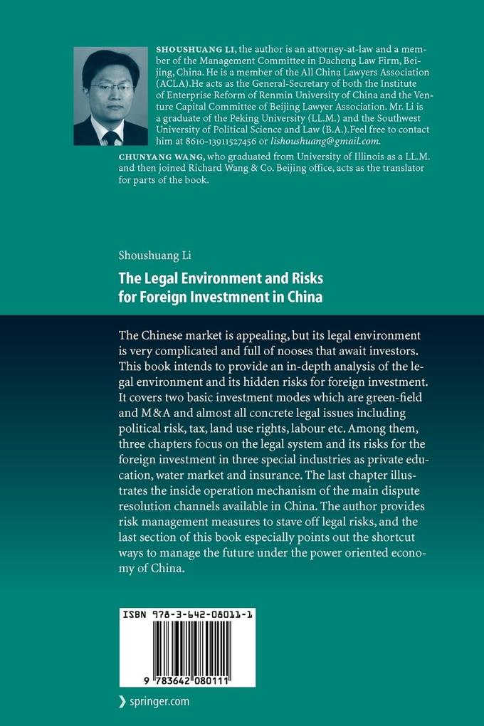 Weitere Ansicht: The Legal Environment and Risks for Foreign Investment in China | Shoushuang Li