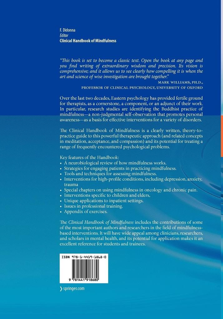 Weitere Ansicht: Clinical Handbook of Mindfulness