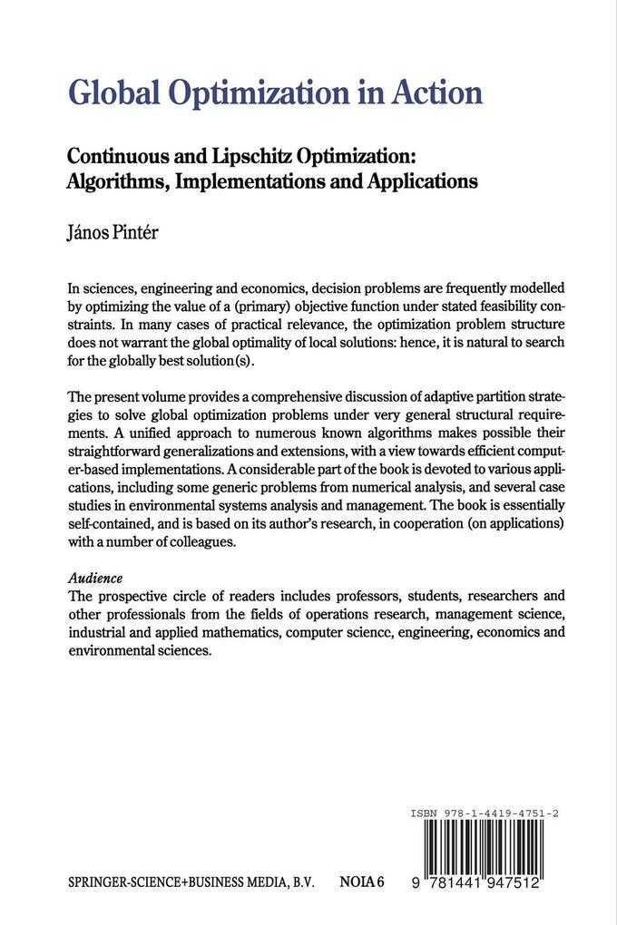 Weitere Ansicht: Global Optimization in Action | János D. Pintér