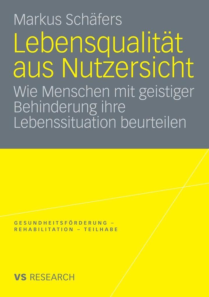 Produktbild: Lebensqualität aus Nutzersicht | Markus Schäfers