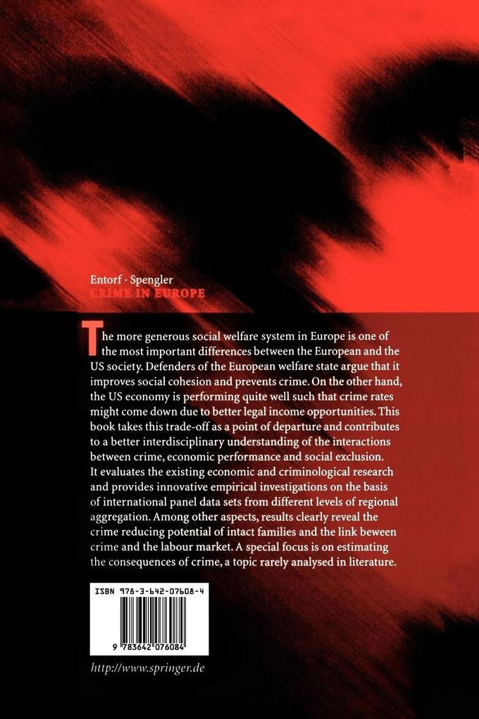 Weitere Ansicht: Crime in Europe | Horst Entorf, Hannes Spengler