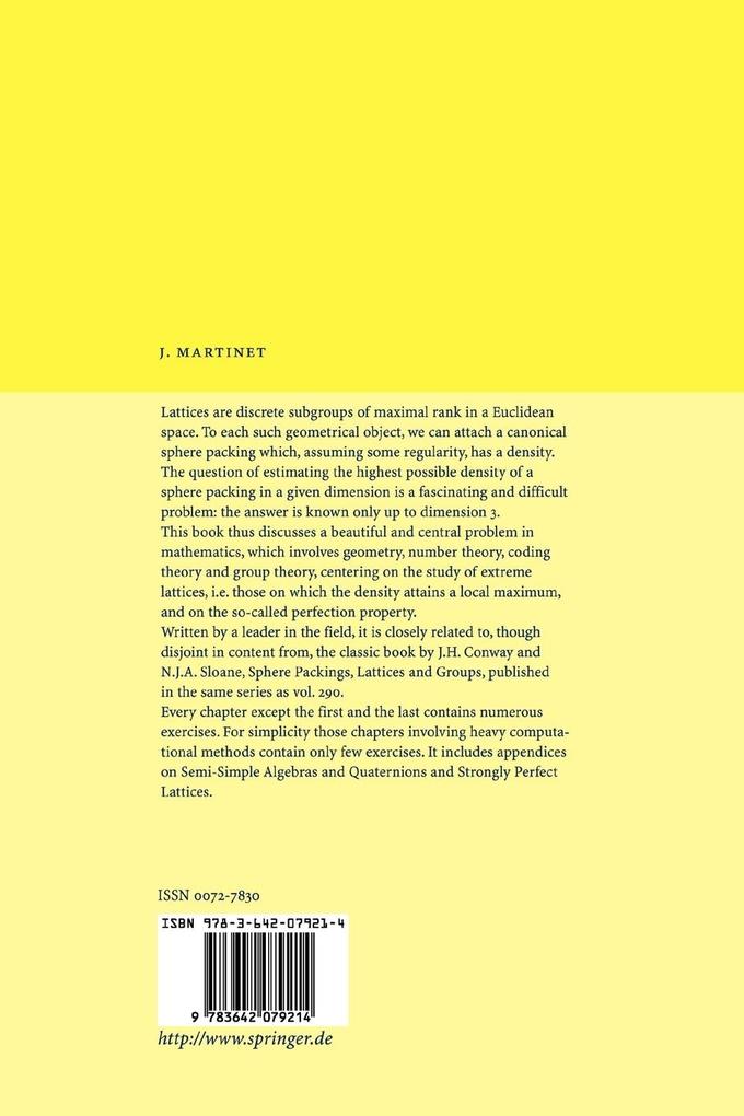 Weitere Ansicht: Perfect Lattices in Euclidean Spaces | Jacques Martinet