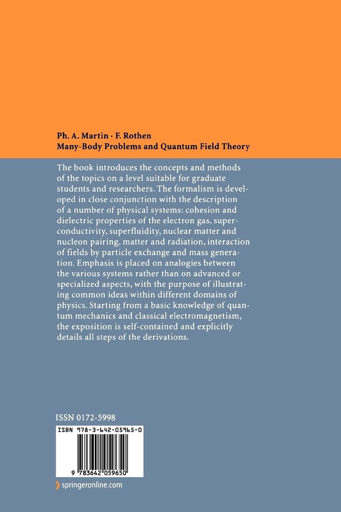 Weitere Ansicht: Many-Body Problems and Quantum Field Theory | Philippe Andre Martin, Francois Rothen