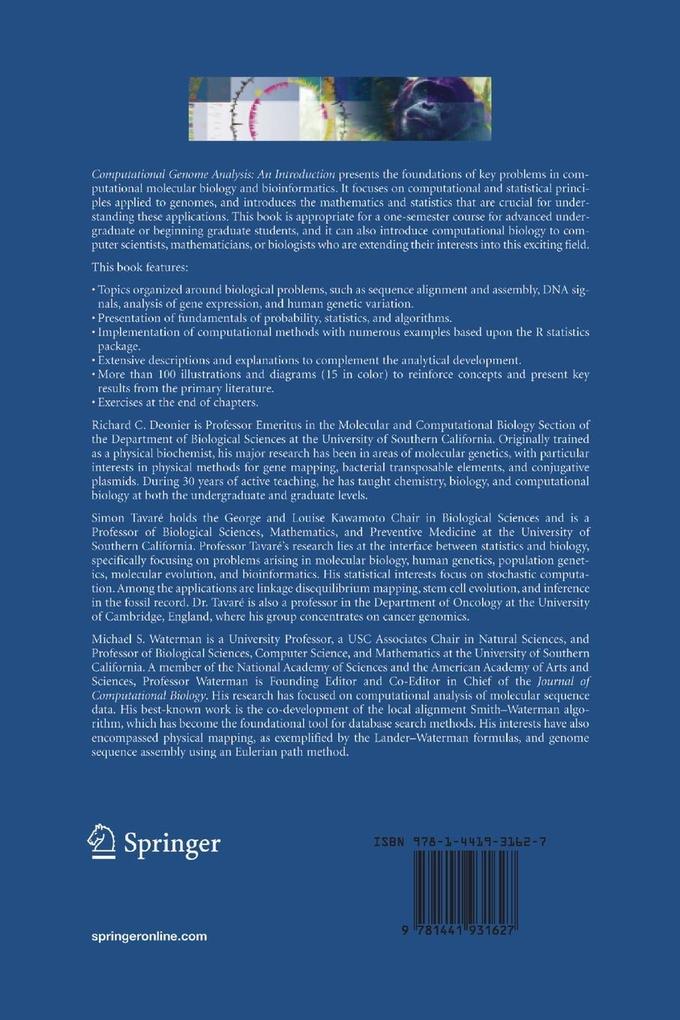 Weitere Ansicht: Computational Genome Analysis | Richard C. Deonier, Simon Tavaré, Michael S. Waterman