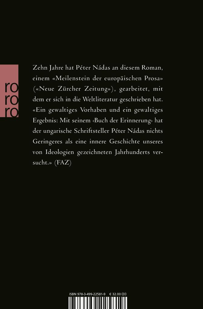 Weitere Ansicht: Buch der Erinnerung | Peter Nadas