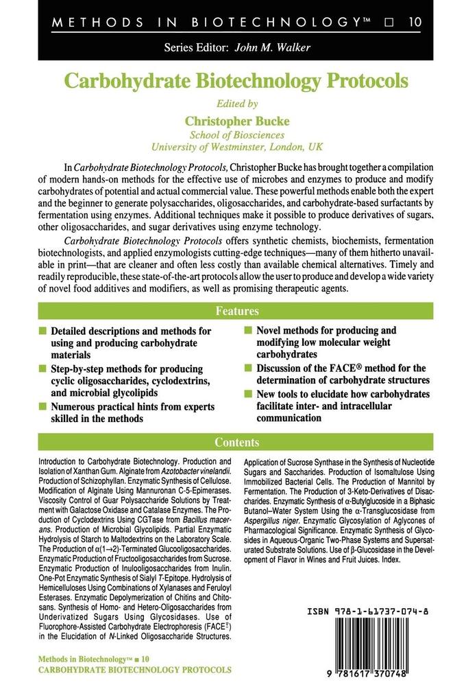 Weitere Ansicht: Carbohydrate Biotechnology Protocols