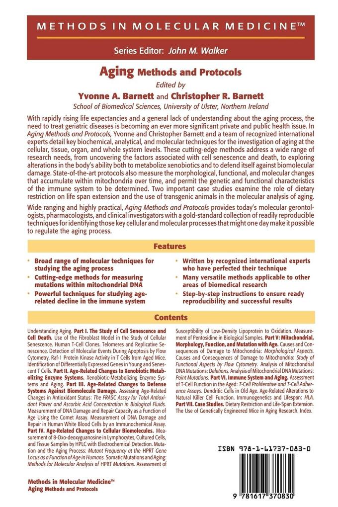 Weitere Ansicht: Aging Methods and Protocols