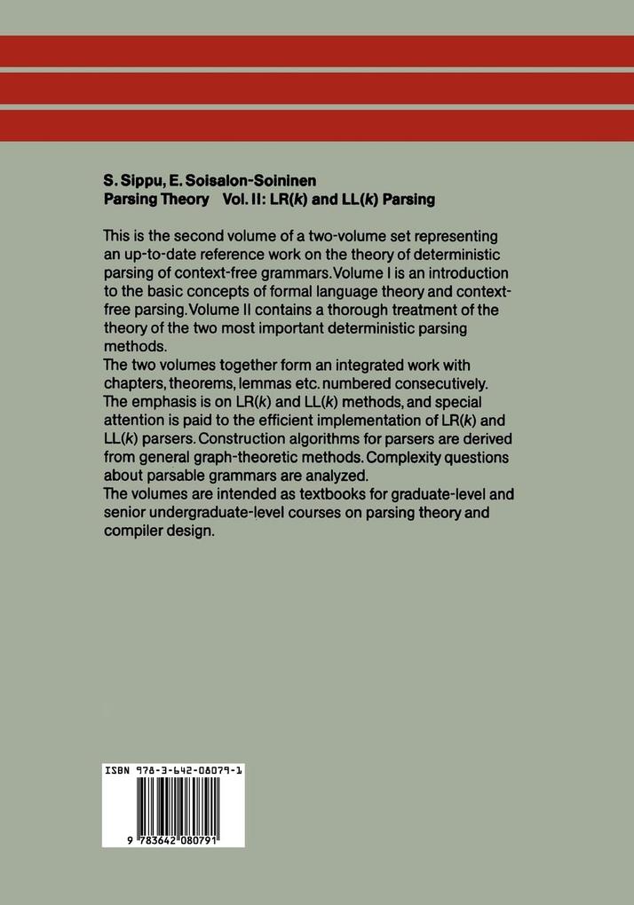 Weitere Ansicht: Parsing Theory | Seppo Sippu, Eljas Soisalon-Soininen