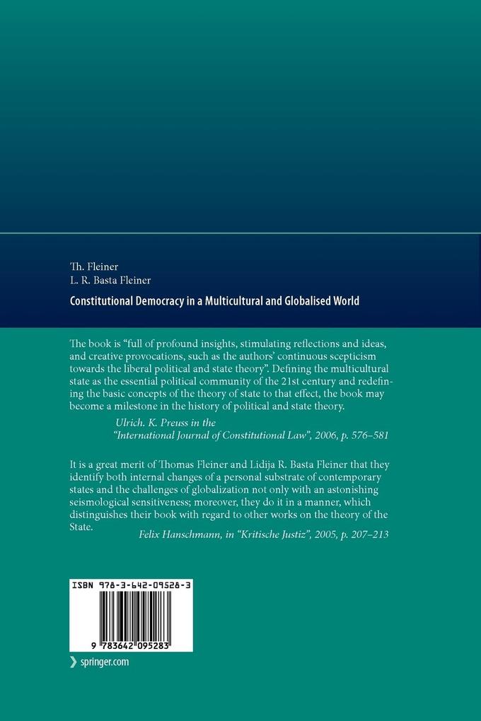 Weitere Ansicht: Constitutional Democracy in a Multicultural and Globalised World | Lidija Basta Fleiner, Thomas Fleiner