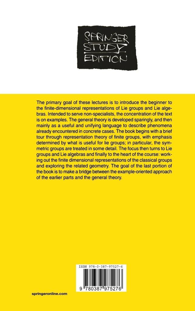 Weitere Ansicht: Representation Theory | William Fulton, Joe Harris