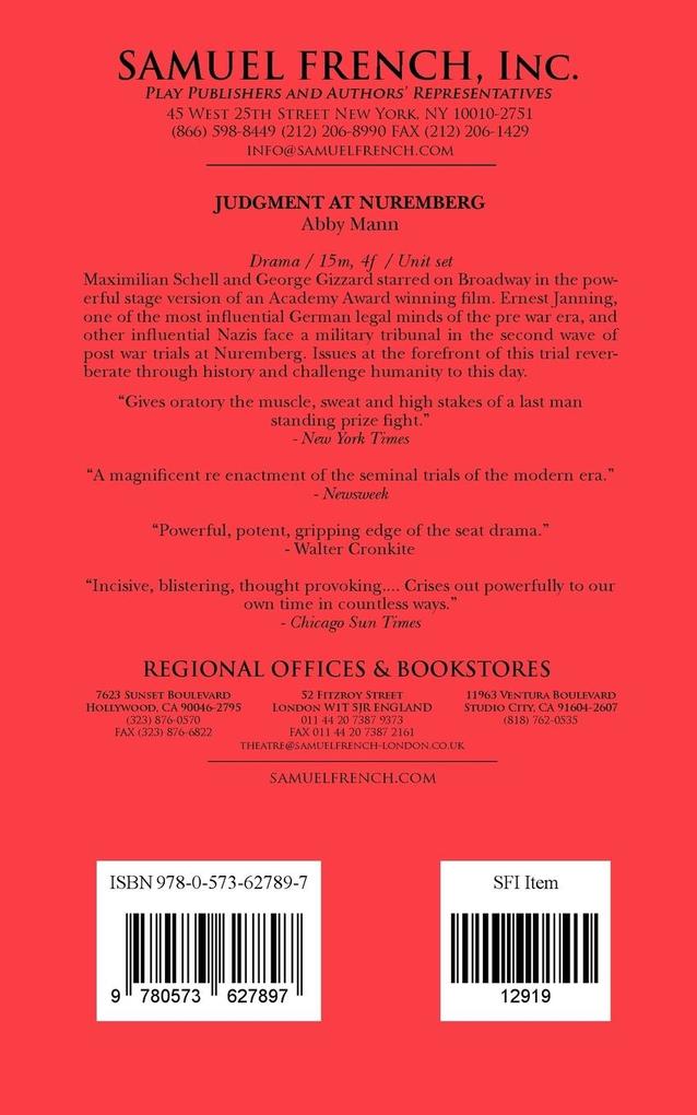 Weitere Ansicht: Judgment at Nuremberg | Abby Mann