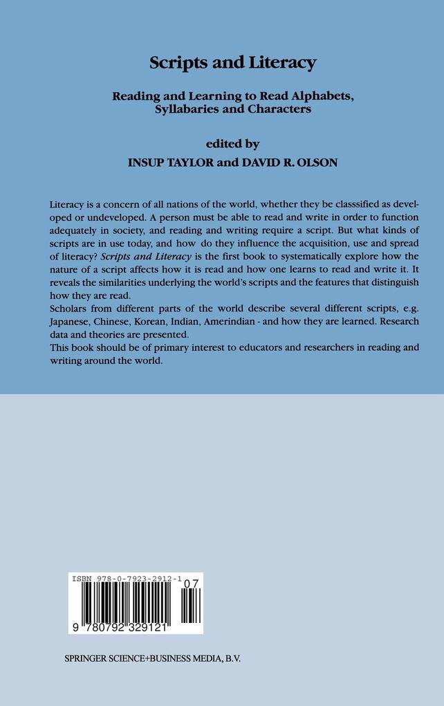 Weitere Ansicht: Scripts and Literacy: | Insup Taylor, David R Olson