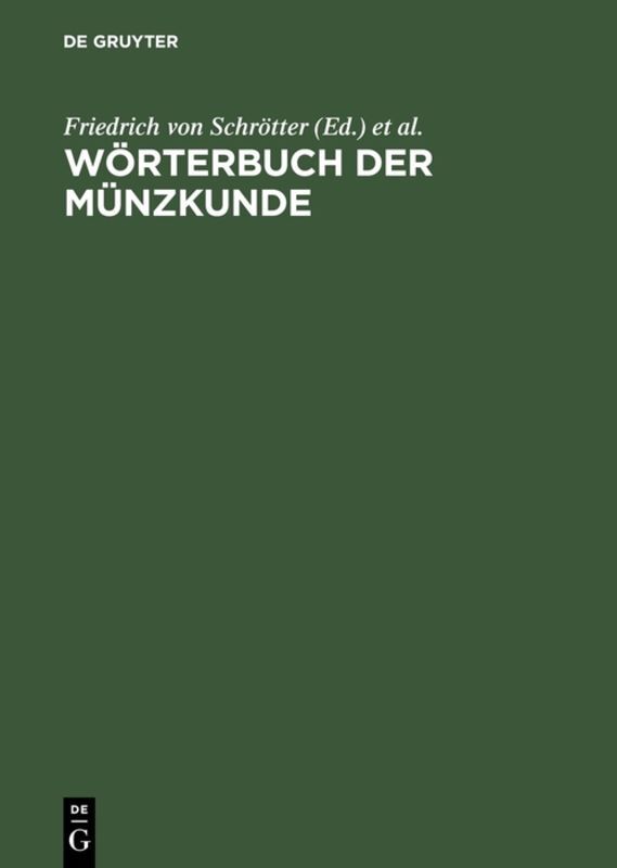 Wörterbuch der Münzkunde als Buch (gebunden)