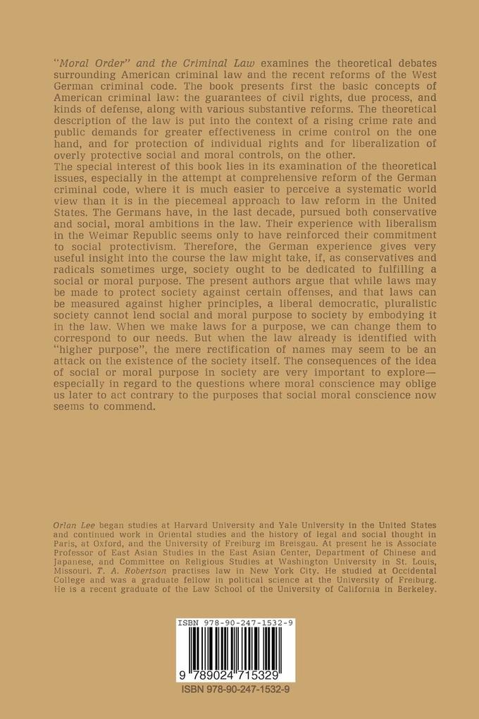 Weitere Ansicht: "Moral Order" and The Criminal Law | O. Lee, T. A. Robertson