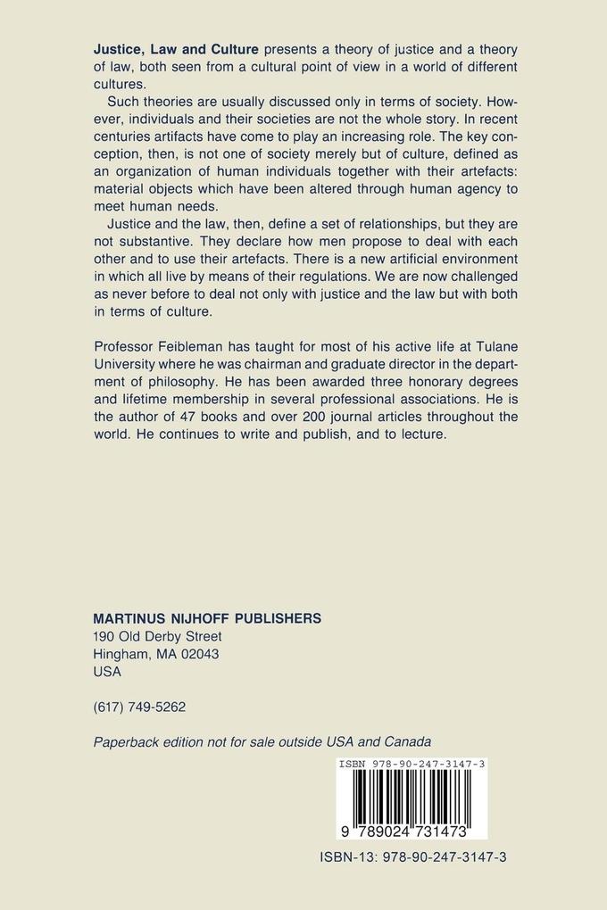 Weitere Ansicht: Justice, Law and Culture | J. K. Feibleman